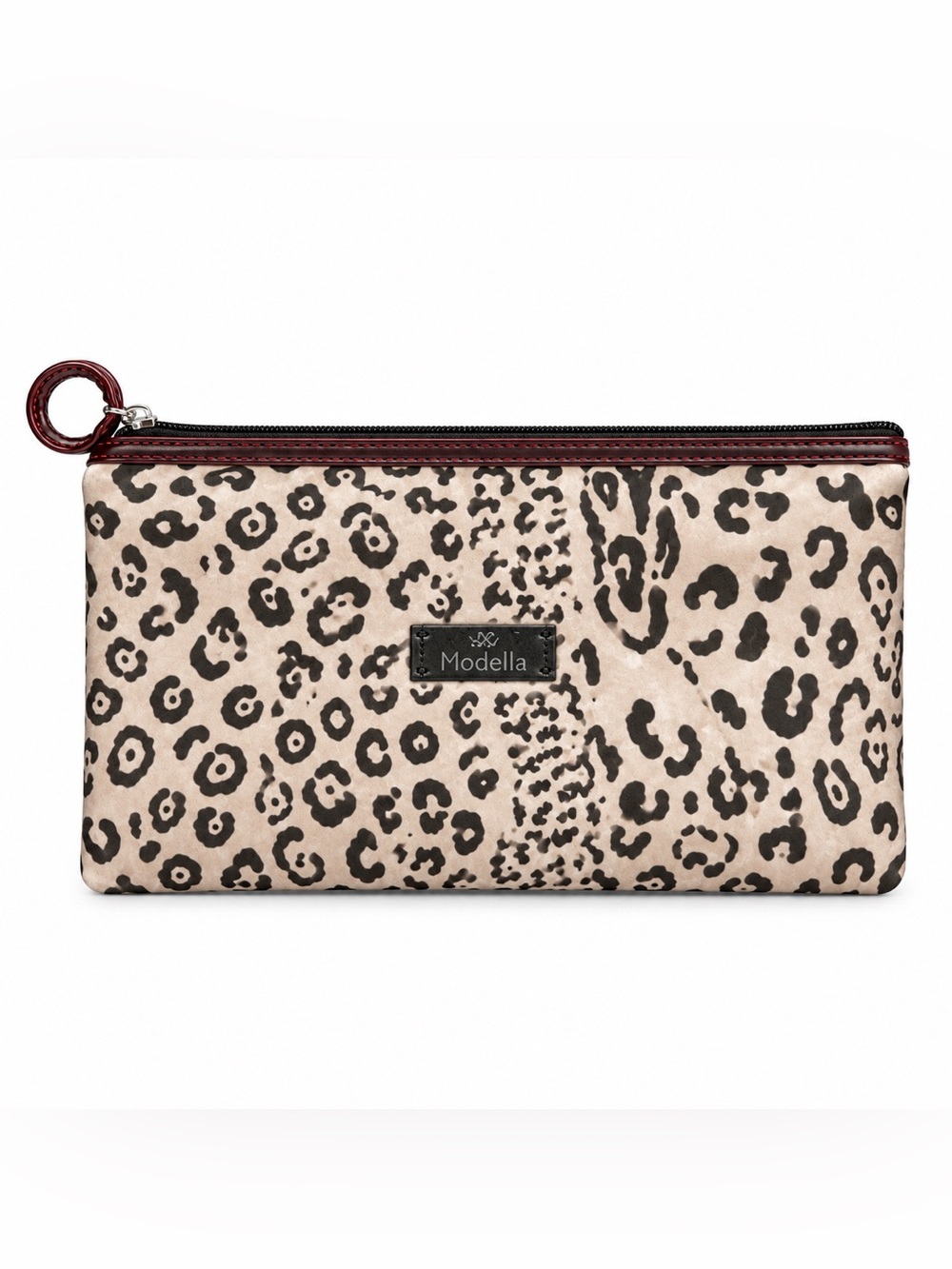 Modella Leopard Print Zip Pouch Cosmetic Bag